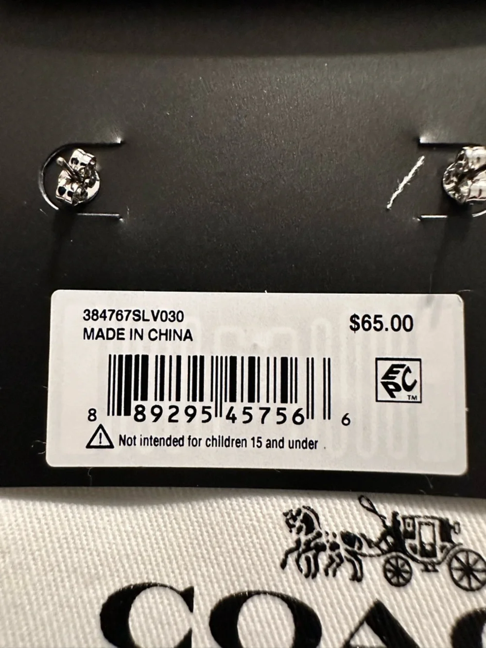 NWT Coach Women’s Signature Crystal Earrings - Picture 5 of 6